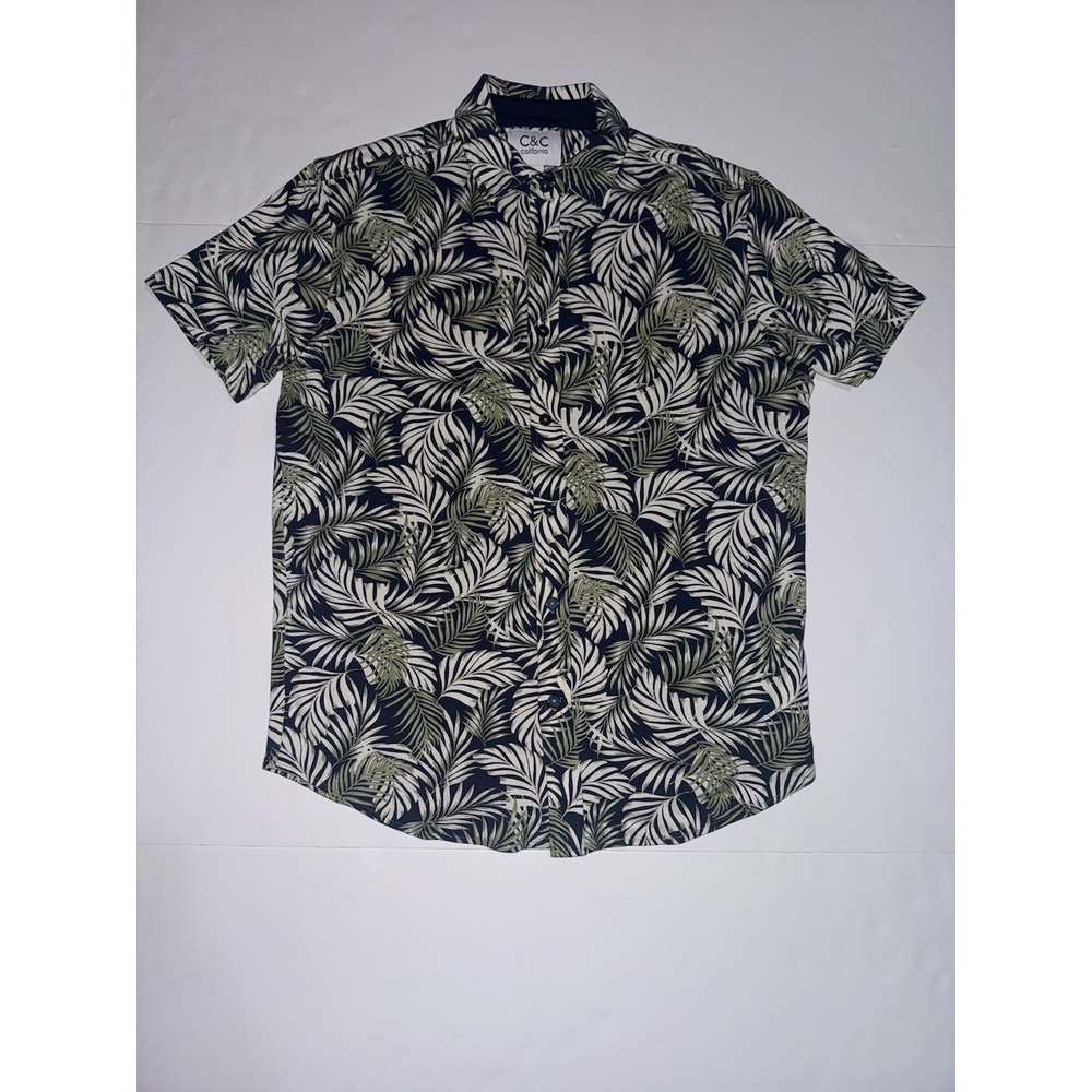 C & C California Shirt Mens M Button Up Floral Beach Short Sleeve Stretch R1